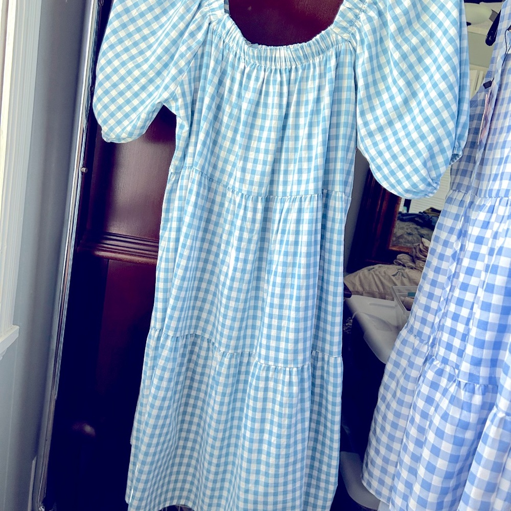 Light blue empire short dress. Never worn puff sleeves. Adorable!